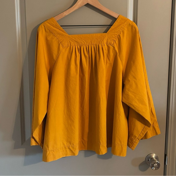 Madewell Size XL Square Neck Wide Bell Sleeves Swingy Boho Peasant Top - Picture 4 of 6